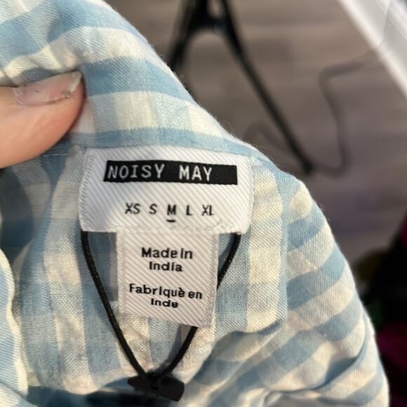 Noisy May Blue and White Gingham Mini Skirt Size Medium - Picture 6 of 7